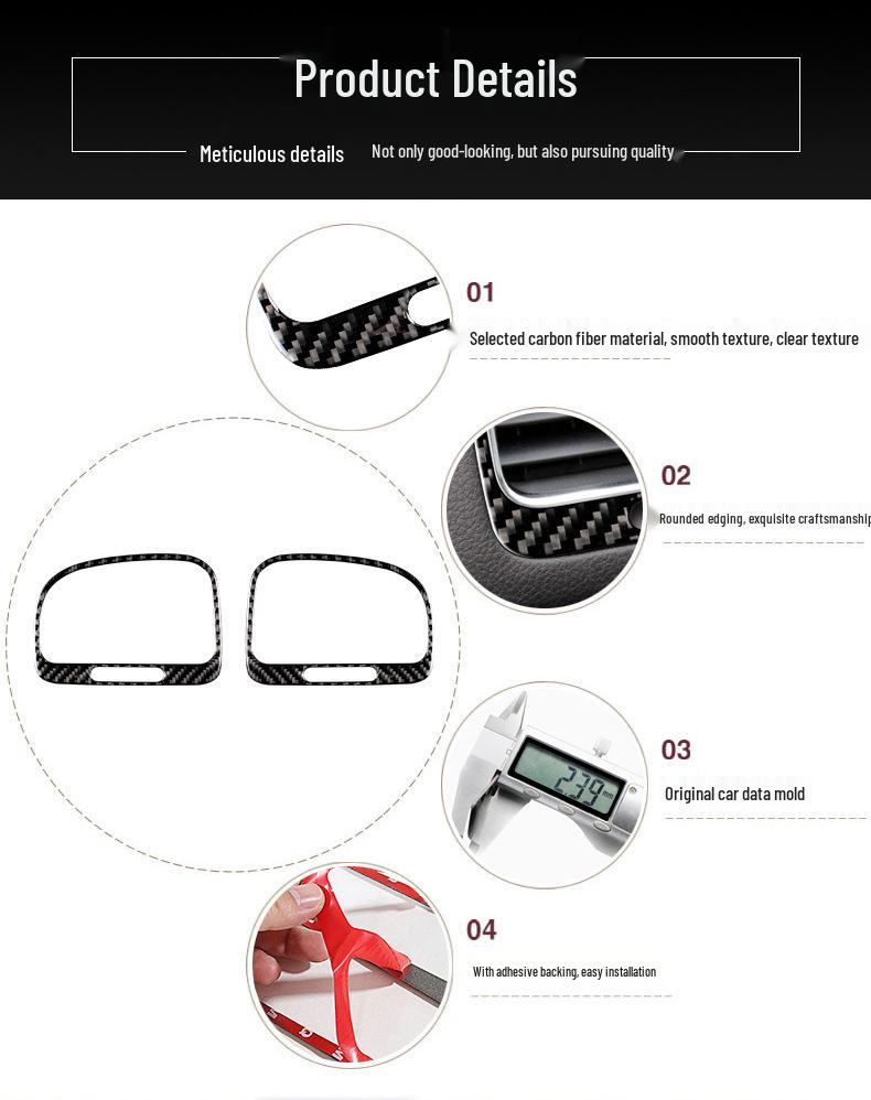 Kolfiber Interiör Luftutsläpp Trim för 08-12 VW Golf 6