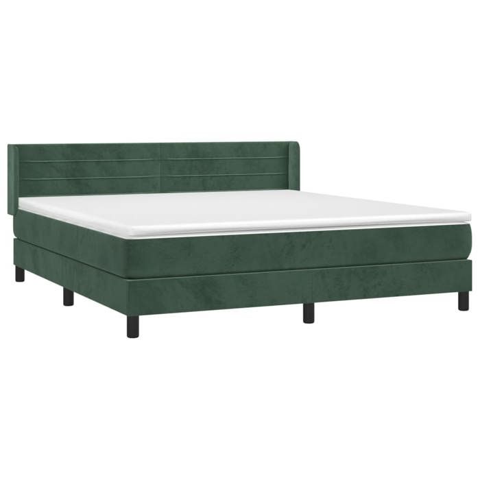 3131036 vidaXL Bed with Box Spring and Mattress Dark Green 180x200cm Velvet
