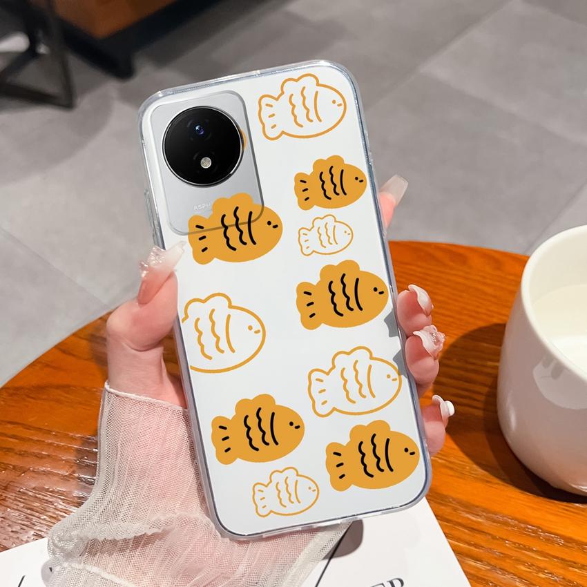 For Vivo Y02 Y02A Y02S Y10 Y11 Y12 Y12a Y13 Y15 Y15a Y16 Y17 Y19 Clear TPU Case Ocean Whale Pattern Anti Drop Back Cover For Vivo Silicone Phone Shell