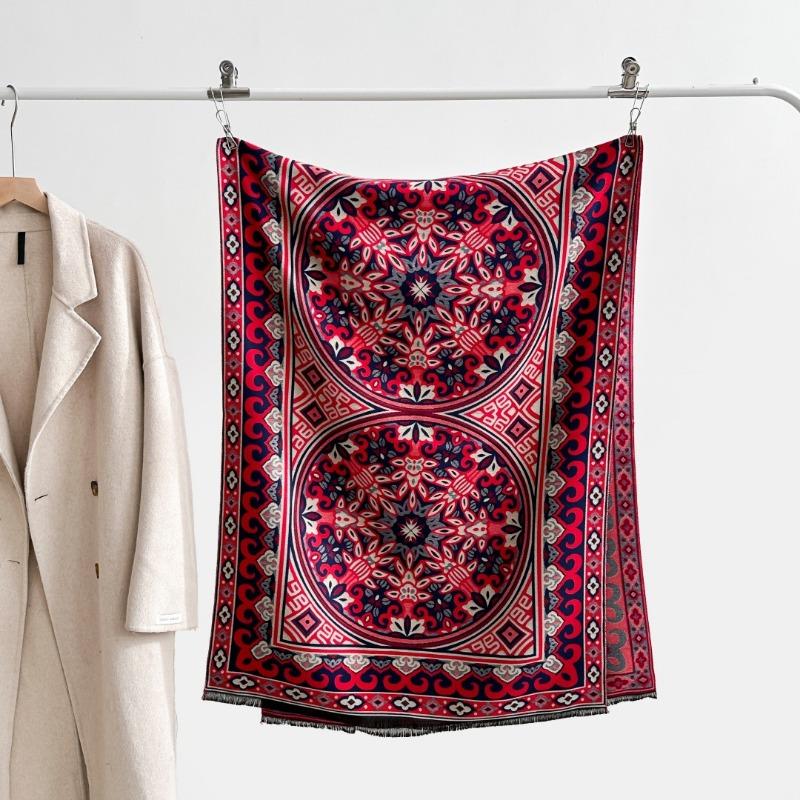 Scarf Autumn and Winter Atmosphere, Ancient Style Thickened and Warm, Oversized Shawl Versatile Imitation Cashmere Double-sided Dual-purpose Scarf