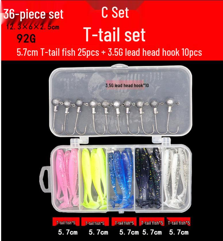 Lure Spinner & Soft Bait Thunder Frog Minnow Hook Combo Set In Box