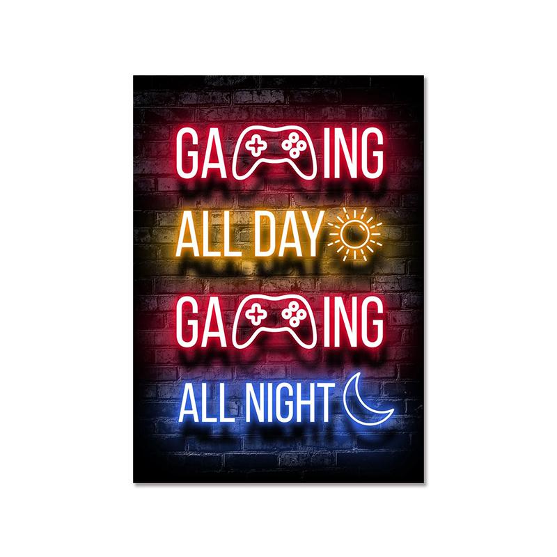 Mode Retro Spielzimmer Neon Poster und Drucke Moderne Leinwand Malerei Wand Kunst Bild für Gamer Junge Schlafzimmer Dekoration