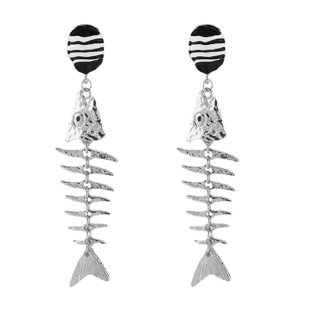11119 European and American jewelry, new classic retro exaggerated personality fishbone alloy dripping earrings