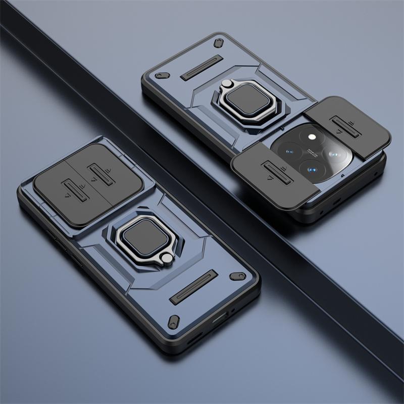 Ring Bracket Phone Case For Xiaomi Redmi Note 14 Pro Plus 5G China Celulares For Redmi Note 14 Sliding Window Funda Cover