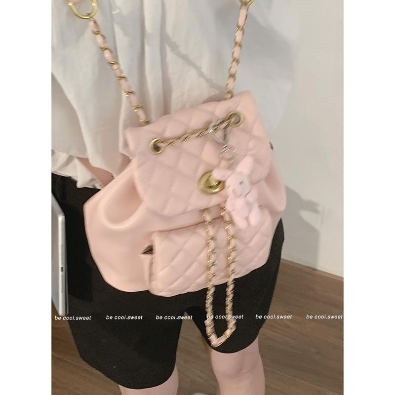 Xiaoxiangfeng Diamond-shaped Backpack, Fashionable Chain Bucket Bag, Versatile Single-shoulder Backpack