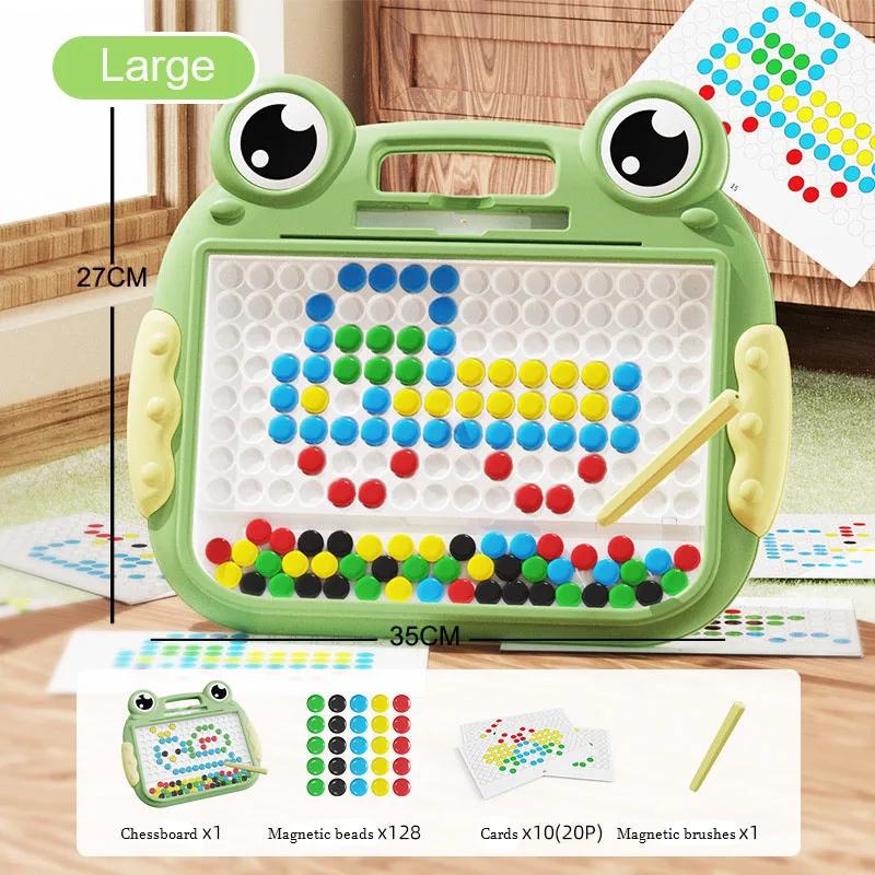 Montessori Dzieci Magnetyczna Tablica do Rysowania Zabawki z Magnetycznymi Kulkami i Pisakiem Słodkie Żabki Duża Tablica do Bazgrania dla Dzieci Zabawka Edukacyjna