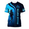 New Funny Scuba Diving 3D Print Men's T-shirt Casual Sportwear Quick Drying Man Tops Crew Neck Short-sleeved T Shirts Clothing