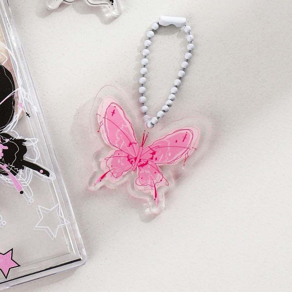 

Card Sleeve Butterfly Photo Protective Case with Pendant Transparent Card Cover Girl/Lady Pink-Pendant