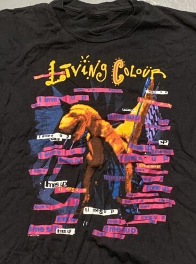Vintage 1990 91 Living Colour Times Up Tour Band Black Tee T Shirt S4XL  MR005 Unisex T-Shirt M