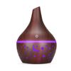 300ml Wood Grain Flat Mouth Humidifier with Touch Night Light - USB Mini Aromatherapy and Desktop Companion
