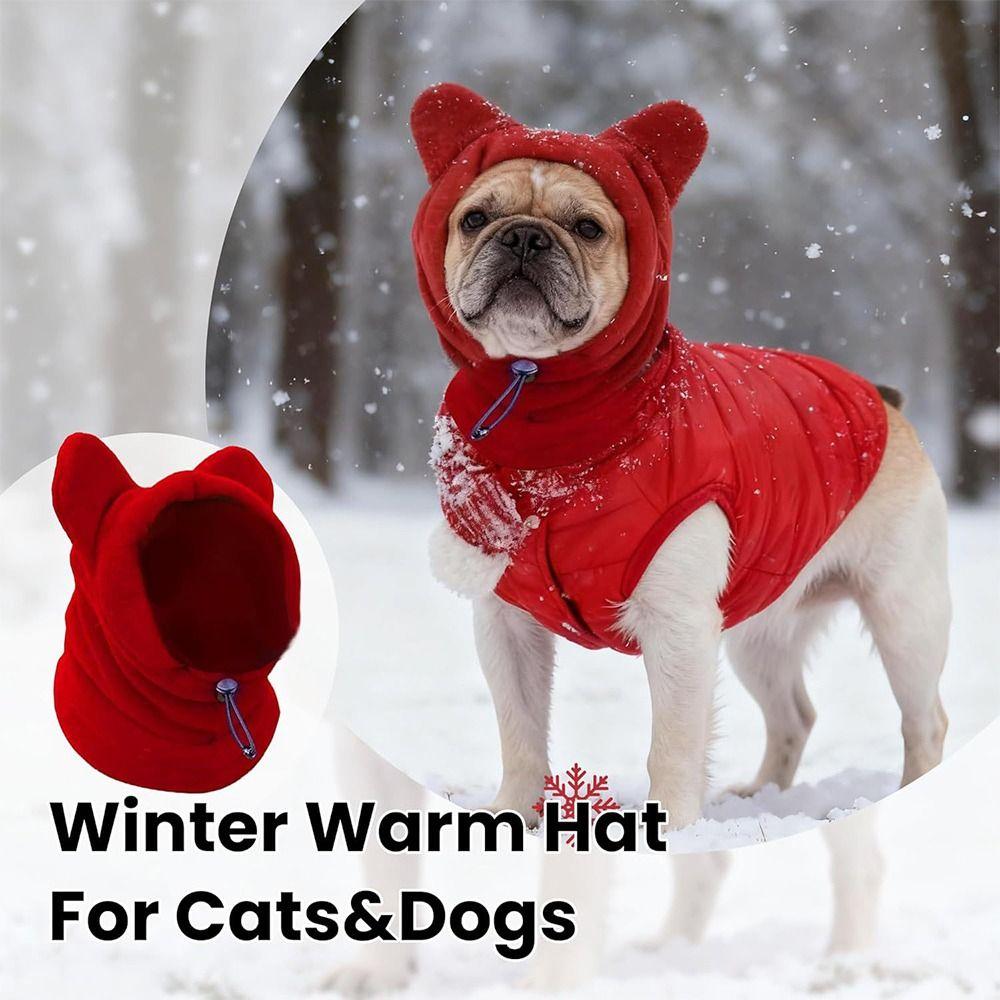Warm Material Pet Winter Hats Adjustable Design Pet Hood Neck Warmer Dog Snood  Pet Headwear