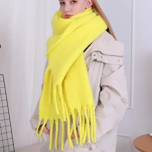Femei șal groase împachetări eșarfă iarnă modă caldă eșarfe pashmina de culoare uni ciucuri lungi stole hijab Bufanda Mujer