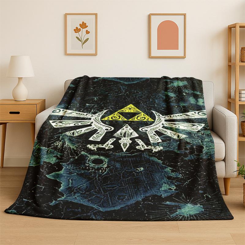 Classic Game Z-Zelda Cartoon Link Flannel Blanket Soft Warm Throw Blanket for Bedroom Living Room Bed Travel Camping Picnic