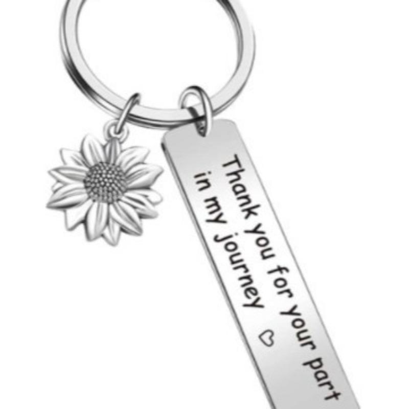 Sunflower Stainless Steel Keychain True Friends Friendship Design Stylish Bag Charm Practical Daily Gift for Friends