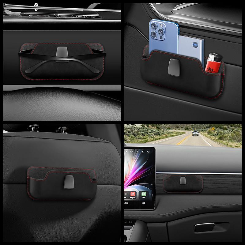 Car Adhesive Glasses Case Car Glasses Case Sunglasses Rack Multi-function Storage Bag Instrument Panel Non-destructive Installat
