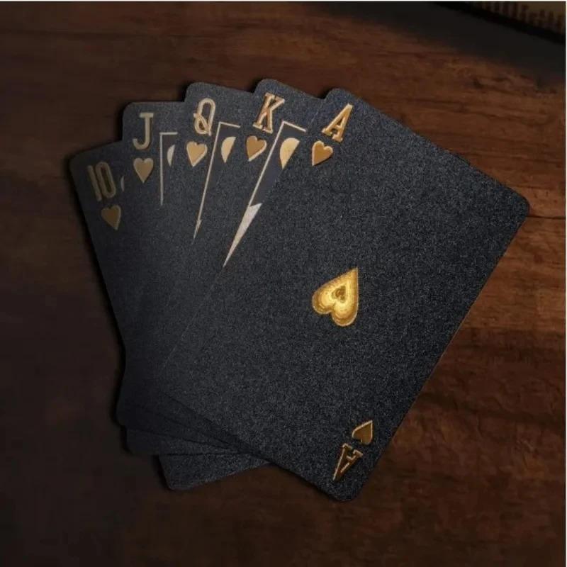 Black Gold Playing Cards Plastic Poker Card Waterproof Poker Suit Creative Magic Props Game Gift Collection