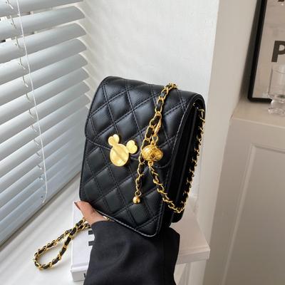 Rhombus Embroidery Thread Small Square Bag Women's New Fashion High-quality Texture Shoulder Bag Chain Messenger Bag
