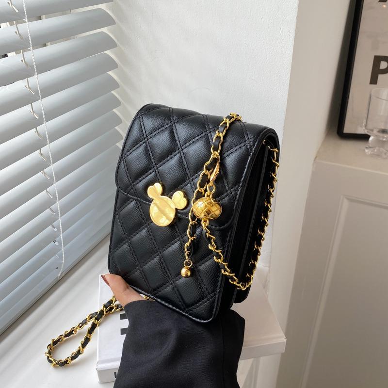 Rhombus Embroidery Thread Small Square Bag Women's New Fashion High-quality Texture Shoulder Bag Chain Messenger Bag