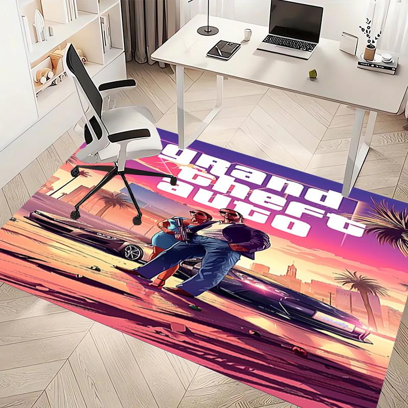 1 Stück Spiel Grand Theft Auto Druck Teppich - Weich, Waschbar, Rutschfest, Innenmatte, Wohnzimmer, Heimbüro Dekorativer Teppich, Büro Dekorativ