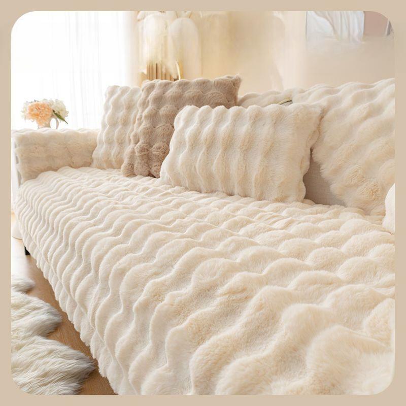 Warm Thickened Plush Sofa Cushion Winter Non-Slip Fleece Padded Cushion Cover Cover Cloth Towel