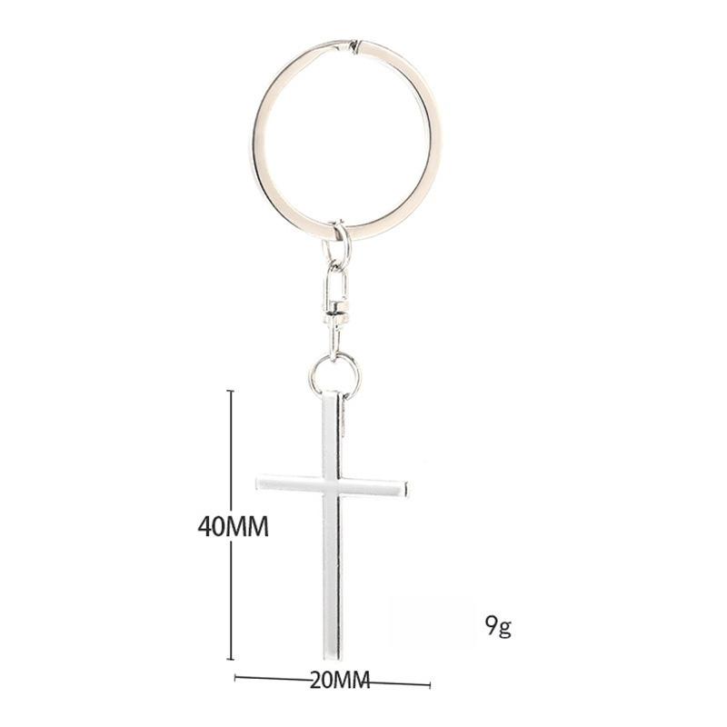 Couple Cross Stainless Steel Keychain Simple Romantic Design Fashion Metal Keyring Practical Car Bag Pendant