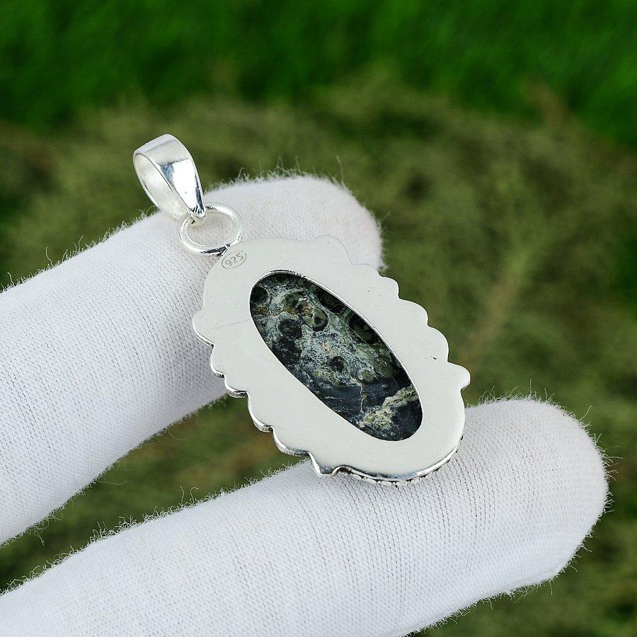 925 Sterling Silver Oval Kambaba Jasper Gemstone Wife Ethnic New Pendant Jewelry