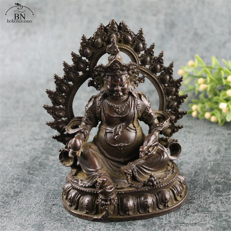 Антикварная бронзовая статуэтка Будды, настольное украшение, домашний декор, ремесленные аксессуары, металлическая китайская скульптура Бога богатства, винтажный декор