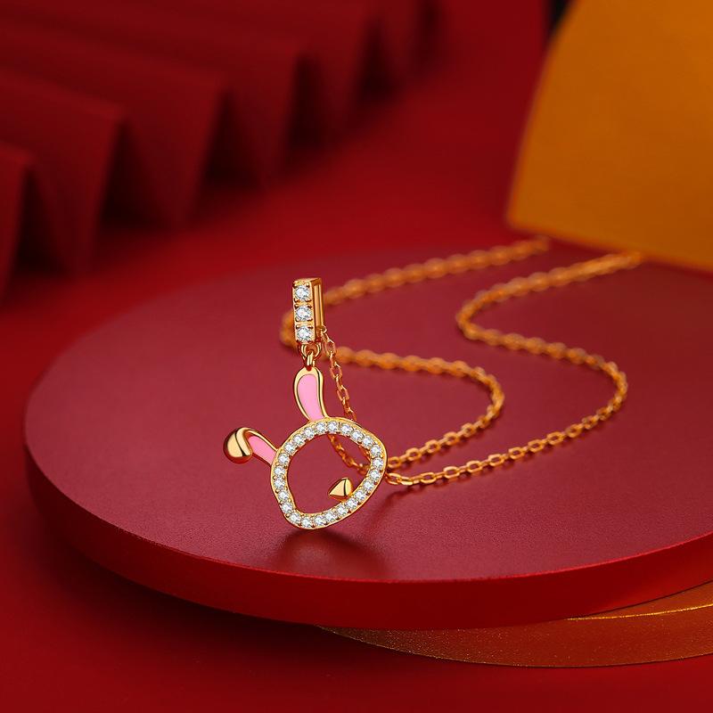Original Rabbit Pendant Female Guochao Lamp Luxury Clavicle Chain New Year'S Rabbit Necklace For Girlfriend Premium