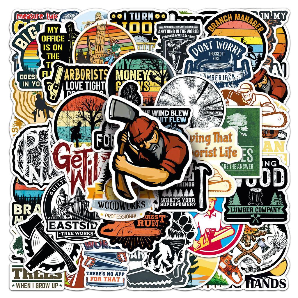 50PCS Creative Outdoor Forestry Stickers: Personalized English Graffiti for Bikes, Water Bottles, Notebooks, & Headphones