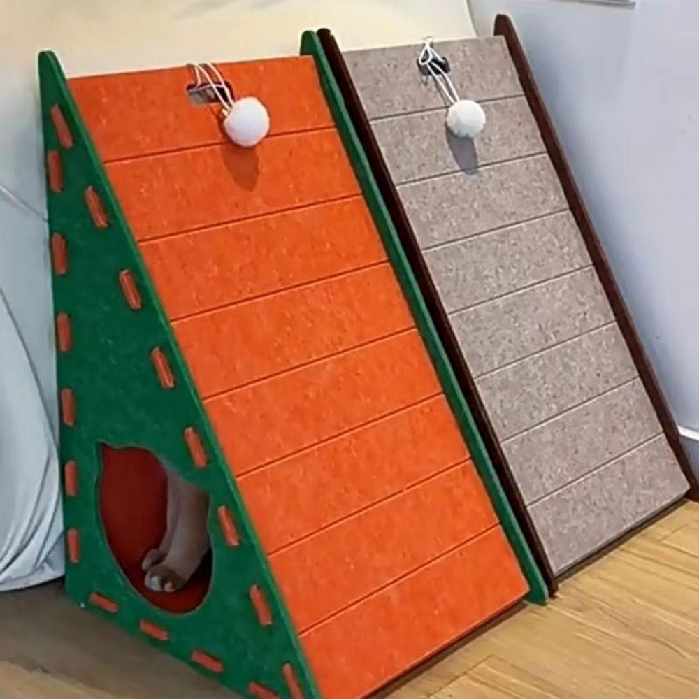Triangular Cat Scratch Board L Shape Double-layer Cat House Cat Play Rest Felt Cat Nest  Indoor