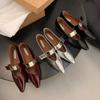 Fashion Women Low Heels Leather Shoes Sexy Pointed Toe Designer Shallow Loafers 2024 Trend New Party Dress Elegant Pumps