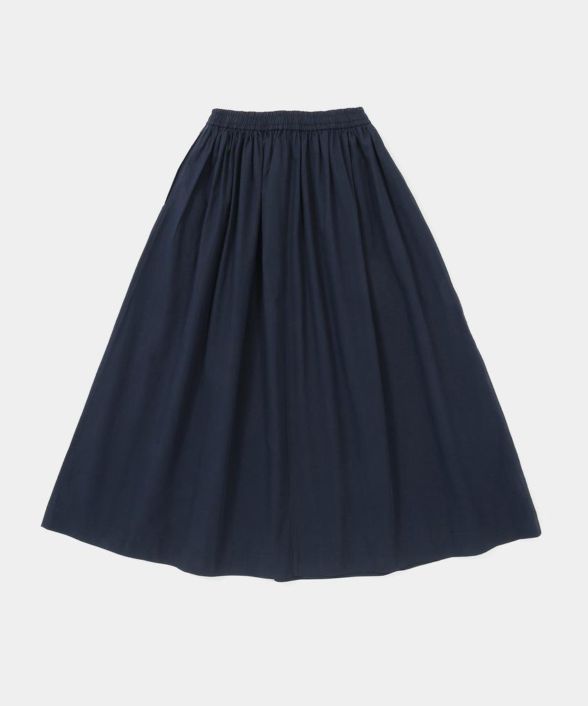 COLUMBIA UNIVERSITY All-Round Pleats Cotton Long Skirts Crown Navy