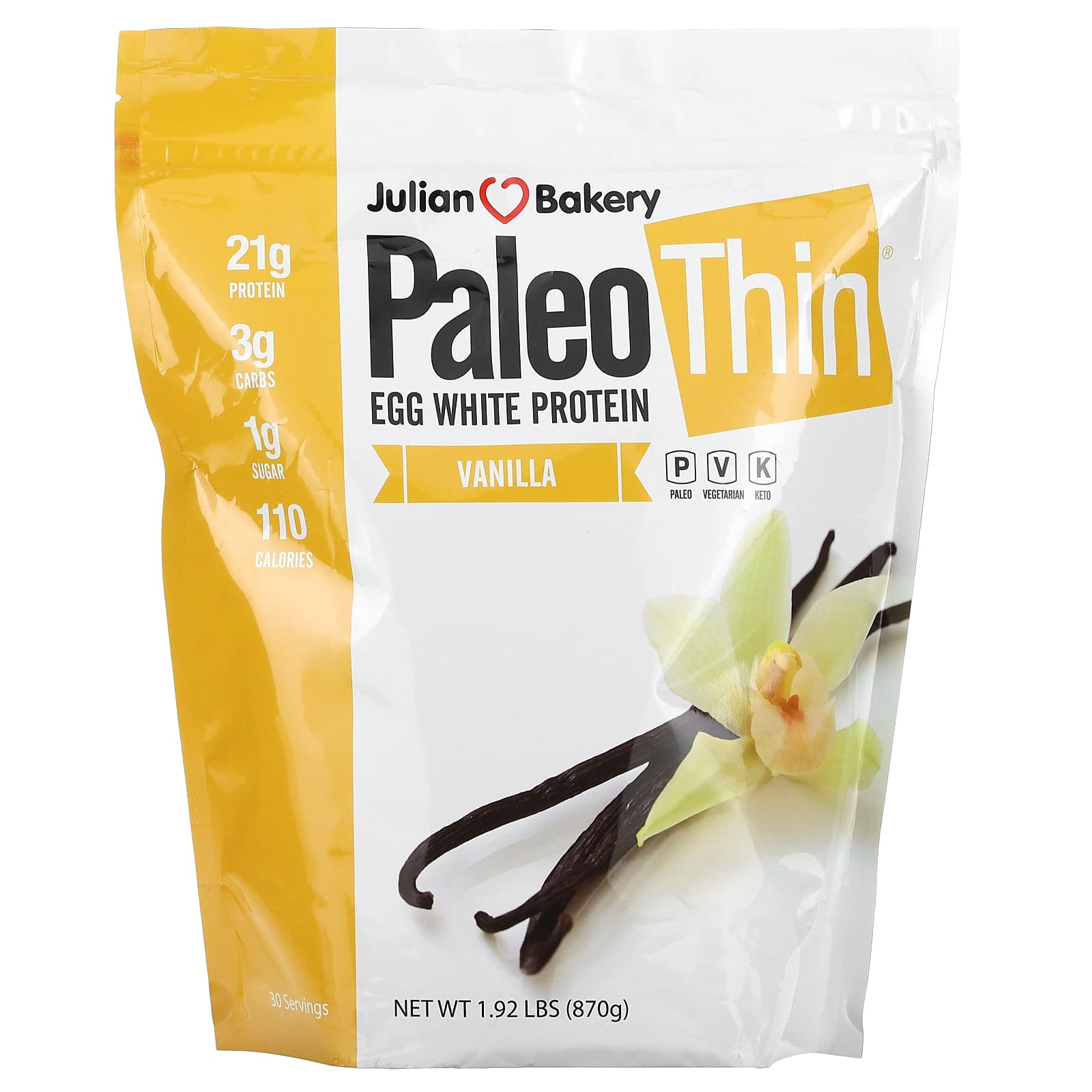 

Paleo Protein, Egg White, Vanilla, 2 Lbs (907 G)