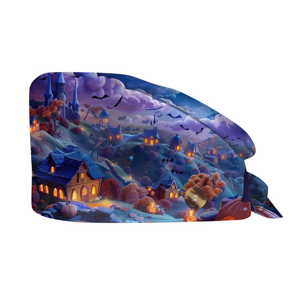 Fashion Halloween Print Work Hat Casual Wash Hat Bag Cap