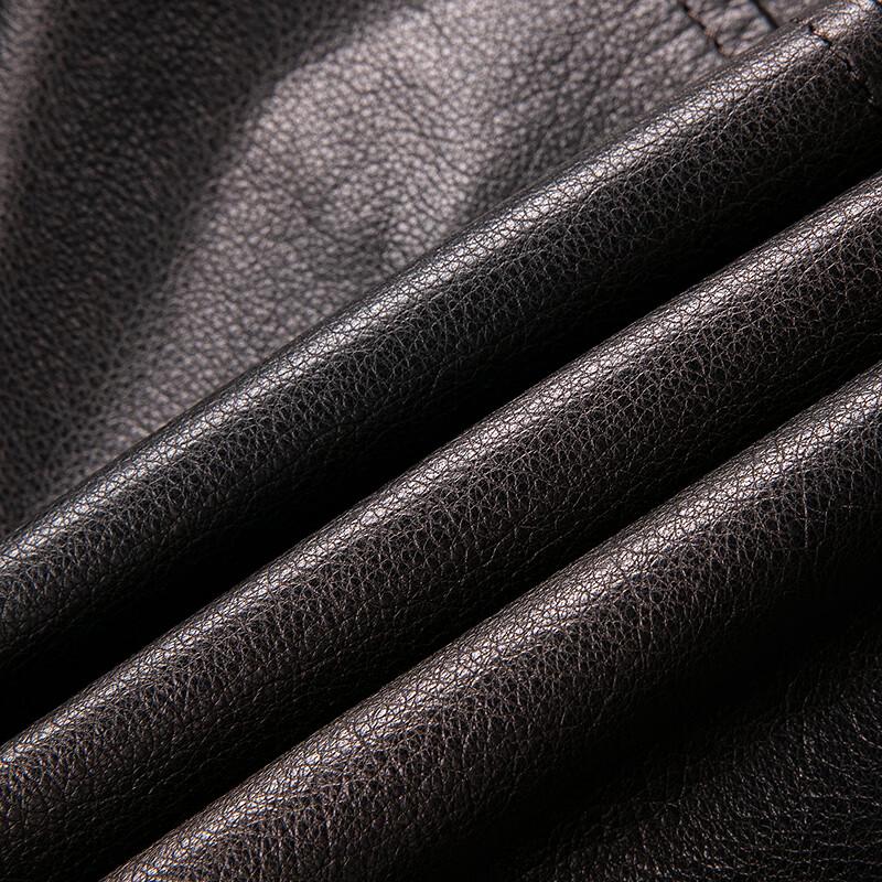 FAPAI Men's Nubuck Cowhide Stand Collar Motorcycle Leather Jacket