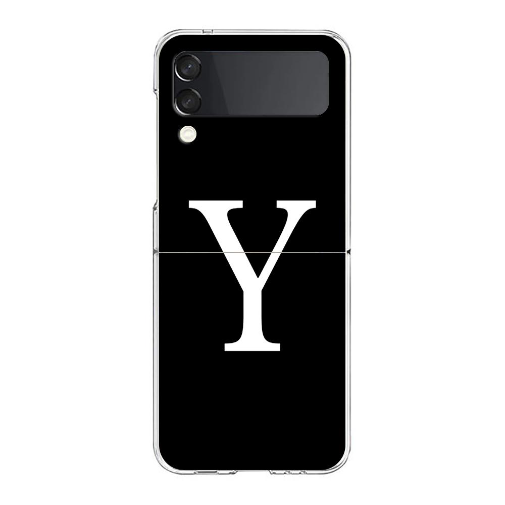 Phone Case For Samsung Galaxy Z Flip 3 4 5 Hard Folding PC Bumper Initial Letter A Z Fashion For Samsung Z Flip 6 Cover