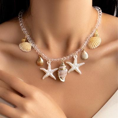 Shell Necklace Jewelry Beach Conch Starfish Beaded Necklace Jewelry Niche Premium Clavicle Chain