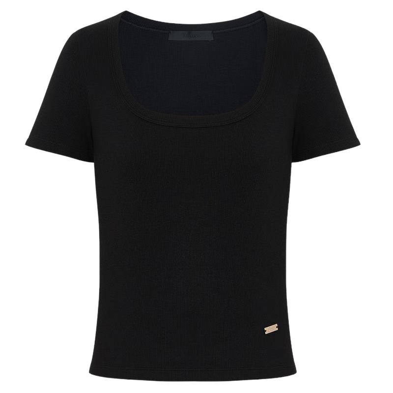 MO&Co. 2025 Summer U-Neck Slim Fit Short Sleeve T-Shirt L