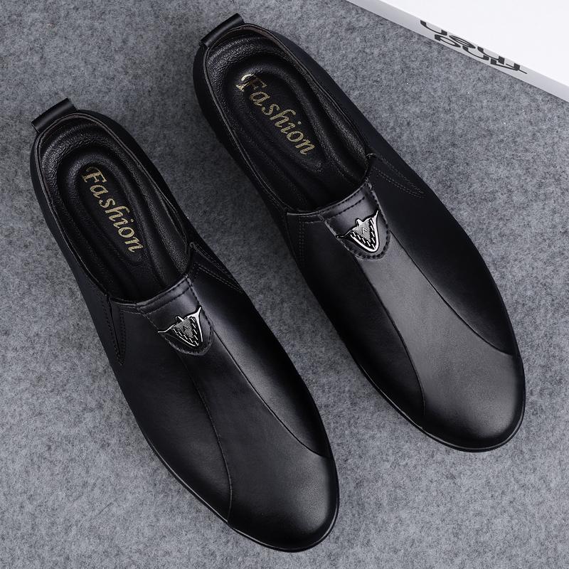 Genuine Leather Mens Casual Shoes Handmade Soft Male Loafers Simple Moccasins Breathable Slip On Black Driving Shoes Boat Shoes