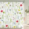 3D Shower Curtain Nordic Style Flowers Plant Leaves Printed  Waterproof Polyester Fabric Bath Curtains For Bathroom With Hooks