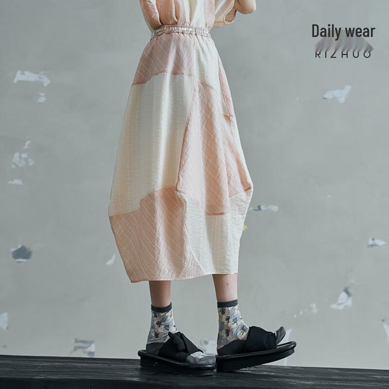 Rizhuo 2026 Summer Irregular Patchwork A-Line Long Skirt S