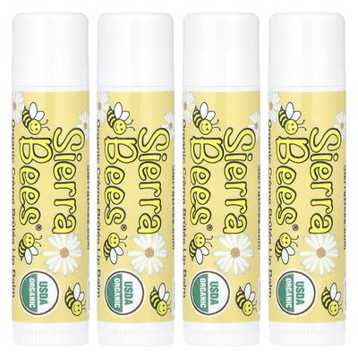 Organic Lip Balm, Creme Brulee (Vanilla), 4 Packs, 4.25 G (0.15 Oz) Each
