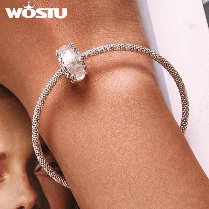 WOSTU 925 Sterling Silver Ocean Mermaid Charms Sea Turtle Pendant Rainbow Crystal Pearl Beads Fit Original Bracelet DIY Neckalce