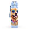 1PC Sunglasses Golden Retriever 750ml Color Plastic Sports Water Bottle Leakproof Flip Straw Lid Suitable for Sports Office Home Use