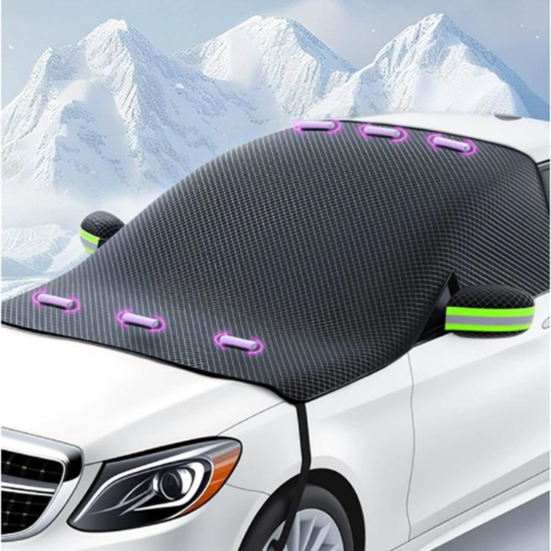 Double Layer Windproof Snow & Frostproof Car Sunshade Cover for Windshield & Half Body