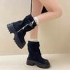 Fashion design sense niche sleeve Martin boots women's autumn and winter retro versatile temperament comfortable thick-soled medium tube fashion boots