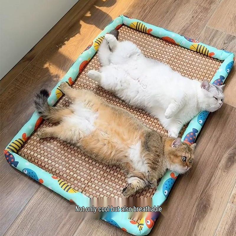 Rotango katės lovelė su vėsinančiu vasaros kilimėliu - Universalus dizainas keturiems metų laikams
