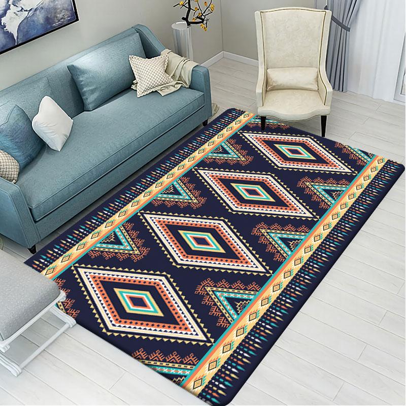 Ethnic Style Carpet Living Room Home Area Carpet Bedroom Bedside Modern Non-slip Floor Mat