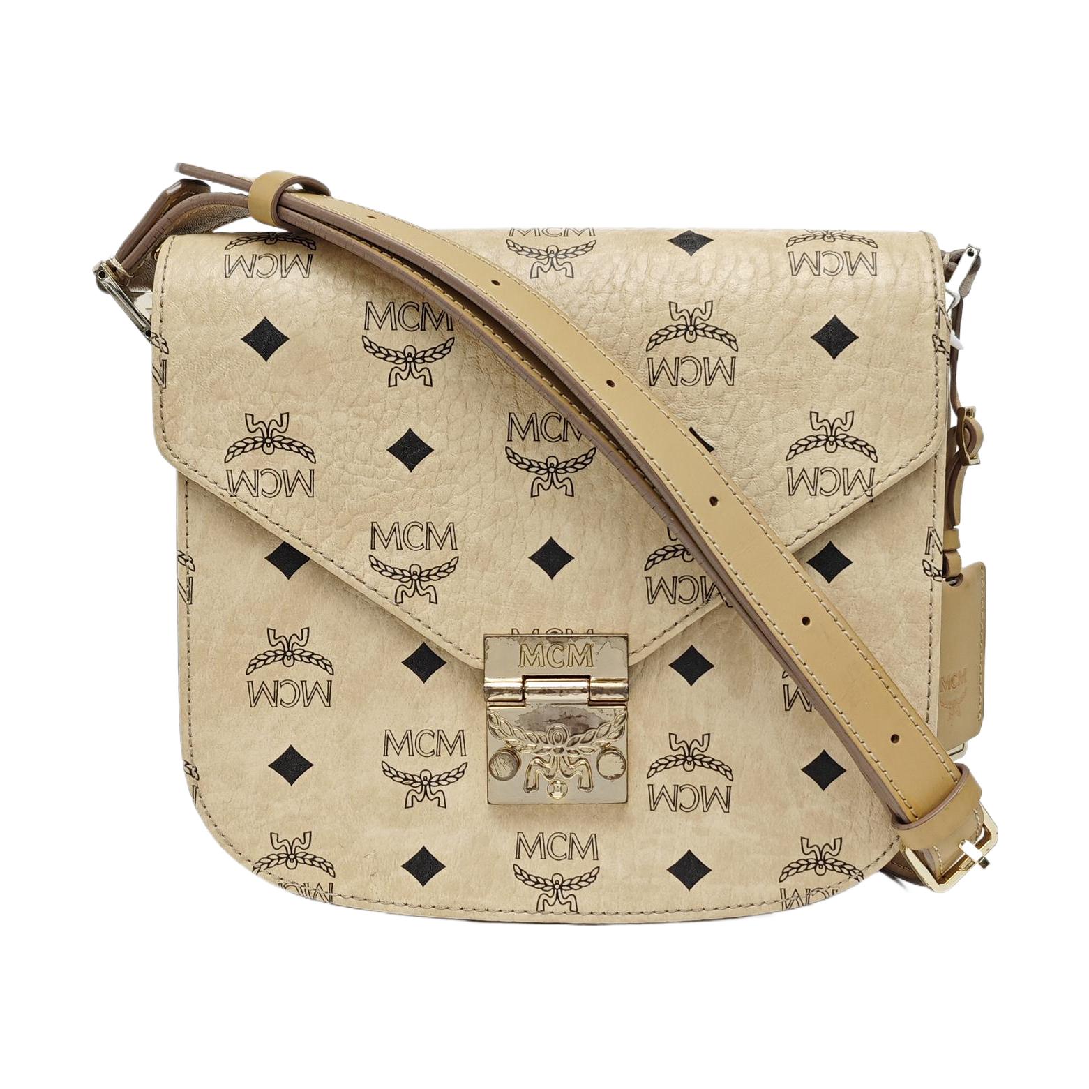 [Pre-Owned] Patricia Small Khaki Coated Canvas Monogram Laurel Lock Crossbody Bag - Good #FX64M0 ONE SIZE