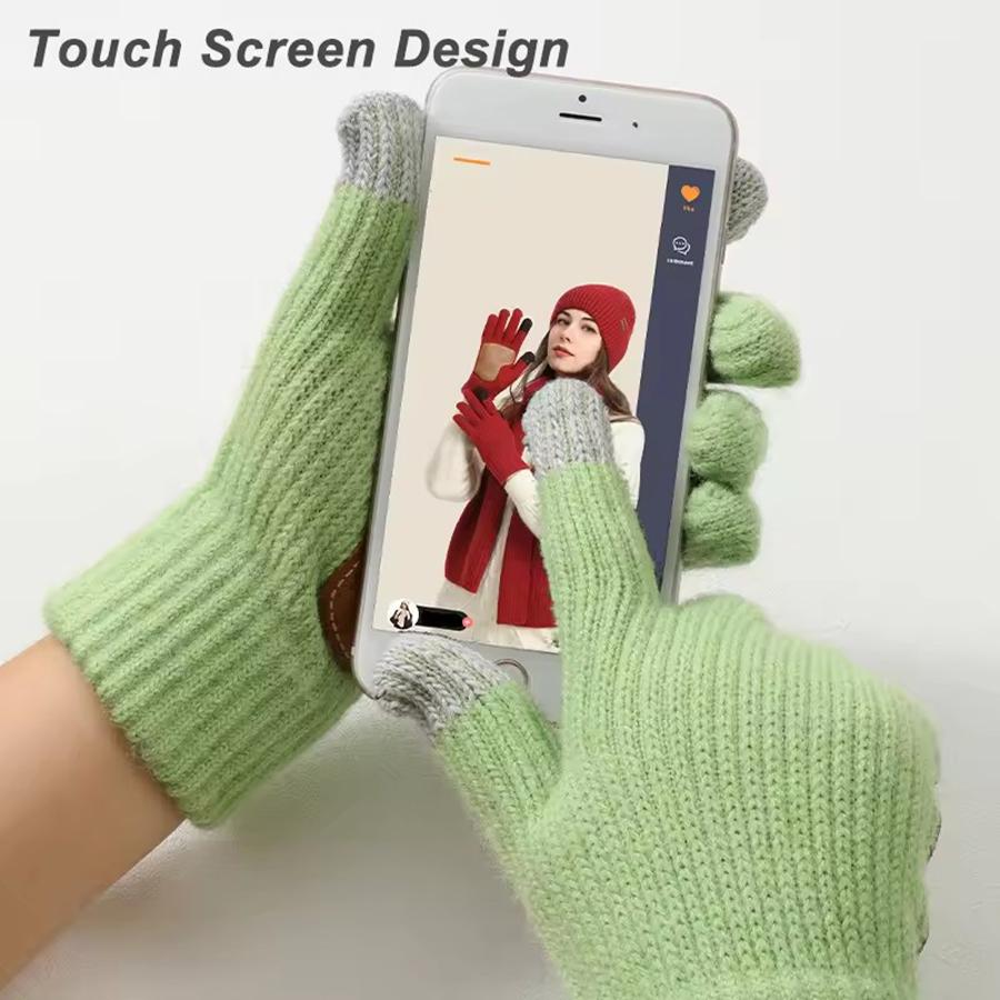 New Korean Knitted Warm Gloves for Unisex Touch Screen Outdoor Cycling Skiing Warm Versatile Full Finger Gloves for Daily Use